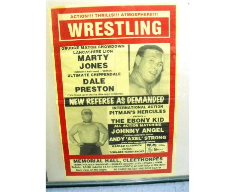 A Vintage wrestling poster Marty Jones V Dale Preston 39cm x 57cm 