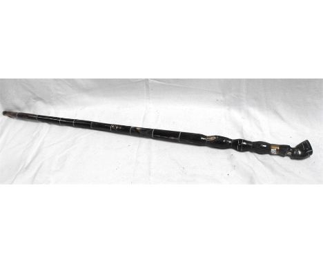 An Egyptian horn walking stick 94cm high 