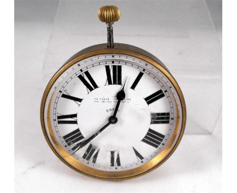 A J.C. Vickery 8 day travel clock, the white enamel dial having Roman numerals 7cm diameter