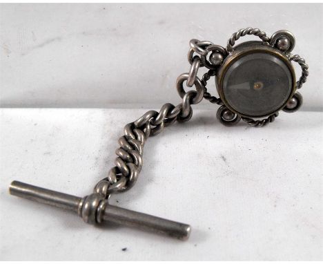 A Silver fob compass 