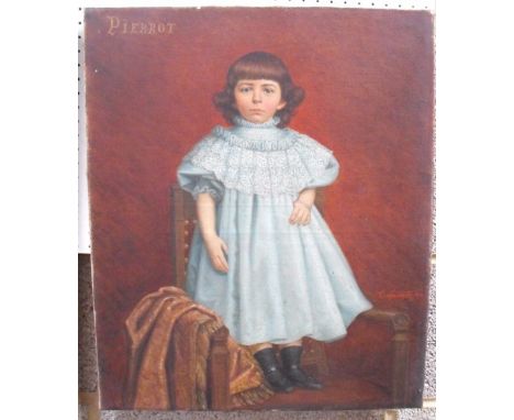 C.Spinetti Oil on canvas portrait of a young girl "Pierrot" signed and dated 1892, 46cm x 56cm 