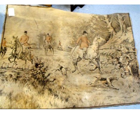 An Italian tapestry panel, depicting a fox hunting scene 160cm x 123cm 