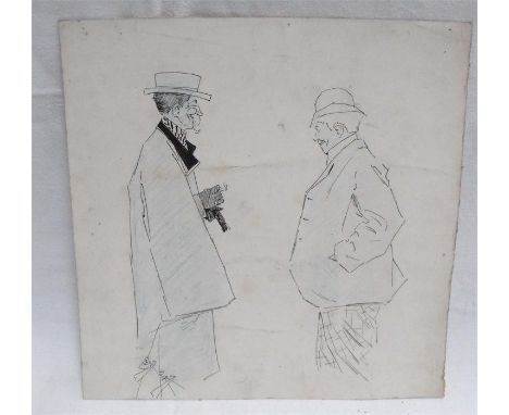 Charles Pears RI ROI RSMA (1873-1958) signed gouache illustration of two gentlemen, used in publication by the Globe Press Ag