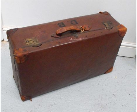 A vintage suitcase with leather corners 76cm 