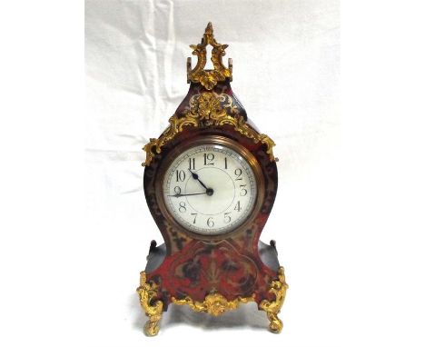 A late 19thC boulle mantle clock, painted dial having Arabic numerals 30cm high 