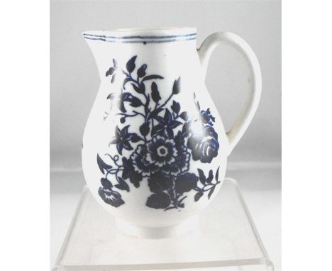 An 18thC Doctor Wall period Worcester sparrow beak cream jug three flower pattern, with blue crescent mark to base 9.5cm high