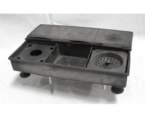 An 18thC pewter standish with ink well and sander 21cm by 14 cm 