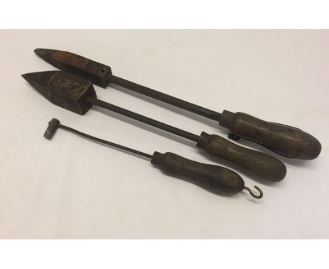 3 vintage copper based soldering irons.