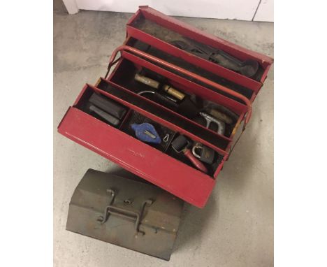 2 metal tool boxes complete with contents.