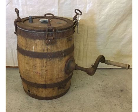 A vintage wooden barrel cream separator by Melotte Seperator.