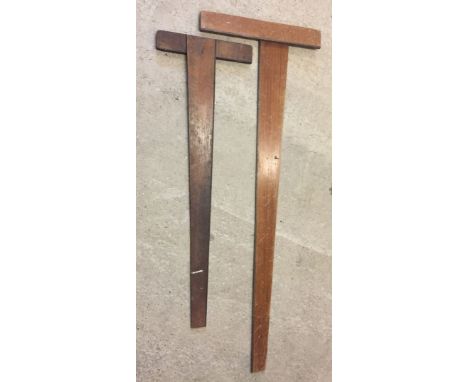 2 vintage wooden T-squares.