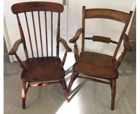 2 vintage wooden farmhouse carver chairs.