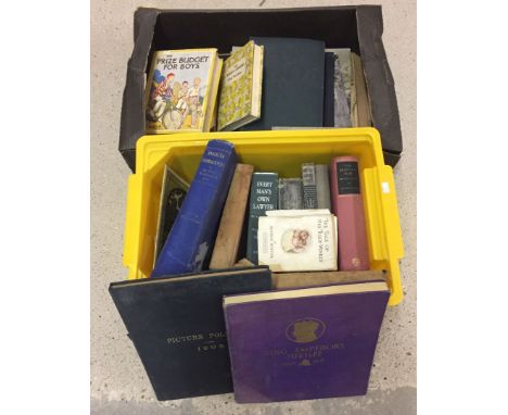 2 boxes of vintage books to include King Emperor's Jubilee 1910-35, Picture Politics 1903, and The Peoples War 1939-45.