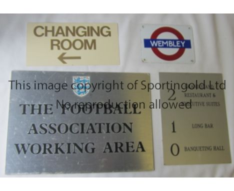 OLD WEMBLEY STADIUM MEMORABILIA       Four signs removed from Old Wembley, a metal Wembley Underground, a metal lift sign sho