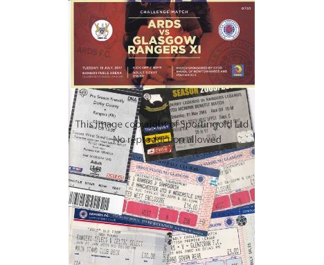 RANGERS     Thirty seven Rangers home tickets from friendly matches 1980's,1990 and 2000's including matches against Arsenal 