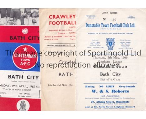 BATH CITY        Twenty six programmes, the majority being 1960's. Homes v. Bristol City Reserves Somerset Cup 63/4, Yeovil F