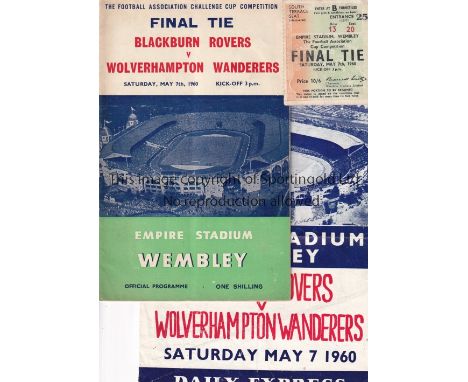 1960 CUP FINAL     Programme, Ticket and Song Sheet for the Blackburn v Wolves F A Cup Final played on 07/05/1960 at Wembley.