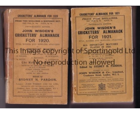CRICKET WISDENS      Original soft back light brown coloured John Wisden Cricketers' Almanacks for 1920 (lower outer cover la