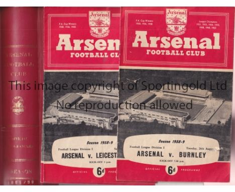 ARSENAL      Twenty five home programmes in a Supporters Club binder for season 1958/9, 21 League, 2 FA Cup and 2 Friendlies.