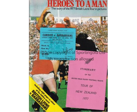 RUGBY UNION    60 Page booklet " Heroes to a Man" account of  the 1977 British Lions tour to New Zealand. Beautifully illustr