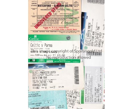 CELTIC       Ten Celtic tickets to include the away match at Waterford (EC) 21/10/1970 (unused) plus other more recent homes 