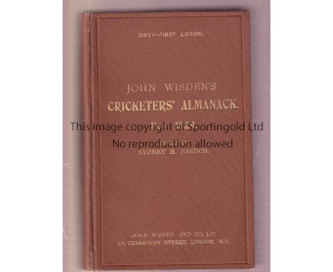 CRICKET WISDEN      Original publishers hard back John Wisden Cricketers' Almanack for 1924. 61st Edition. Some very light ma