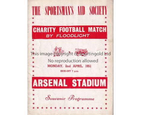 NEUTRAL AT ARSENAL 1951    VIP issue programme for Boxers v Jockeys 2/4/1951. The programme states "Souvenir" and has no pric