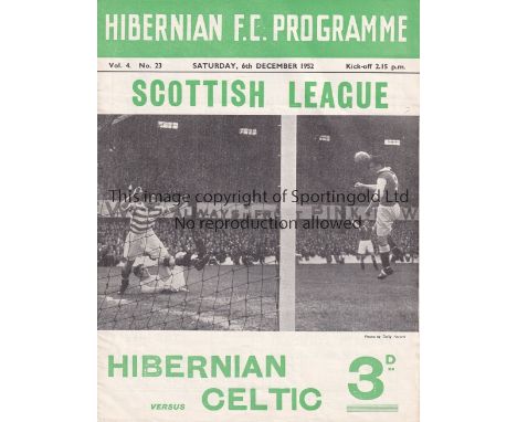 HIBS      Home programme v Celtic 6/12/1953. No writing. Generally good     