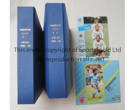 MAN CITY     A collection of 74 Manchester City domestic League home and away programmes from the 1985/86 season lacking the 