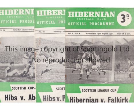 HIBS     Ten Hibernian home programmes from the 1956/57 season v Falkirk (League Cup), Partick (League Cup) , Hearts , Kilmar
