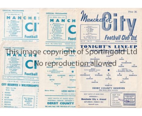 MAN CITY       A collection of 80 Manchester City Reserves programmes 1958-1995. 55 homes and 25 Aways. Some light duplicatio