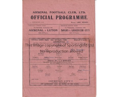 ARSENAL        Three home single sheet programme for 1945/6 season v. Portsmouth, very slightly creased, Newport tiny paper l