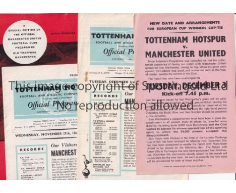 SPURS / MAN UNITED      Both abandoned and actual European Cup Winners' Cup matches in 1963/64 at White Hart Lane plus flyer 