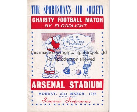 NEUTRAL AT ARSENAL 1952    VIP issue programme for Boxers v Jockeys 31/3/1952. The programme states "Souvenir" and has no pri