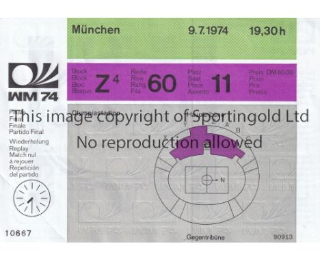 1974 WORLD CUP       Unused ticket for the 1974 World Cup Final Replay which never took place, between West Germany and Holla