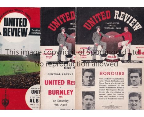 MANCHESTER UNITED    Approximately 170 home programmes: Sheff. Utd. and Cardiff 54/5 score on cover, Preston, Red Star token 