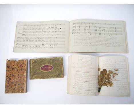 An early 19th Century German music manuscript album, manuscript pen &amp; ink title: 'Zwolt Deutscher Lieder, von Carl Muechl