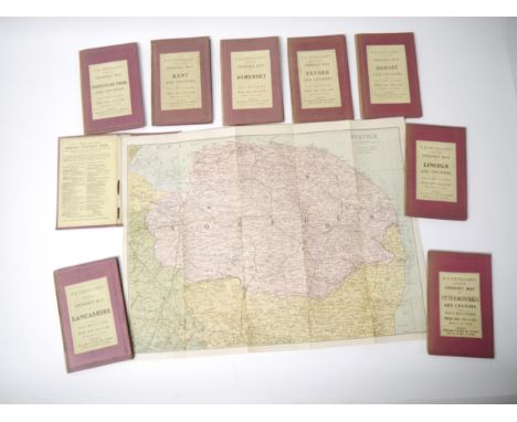 Nine W.H. Smith &amp; Son's Reduced Ordnance County Maps c.1900, including 'Norwich &amp; Environs', 'Lincoln', Peterborough'