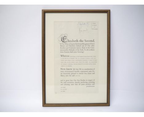 An uncommon document signed, signed by Queen Elizabeth The Queen Mother (1900-2002), “Elizabeth R.," and Princess Margaret (1