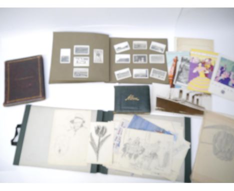 Assorted ephemera, including an early 20th Century commonplace album containing manuscript pen &amp; ink sketches and other w