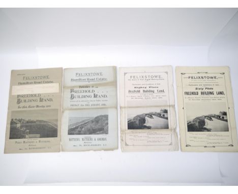 Four early 20th Century Felixstowe building plot sale catalogues, comprising 'Hamilton Road Estate 69 Plots of Valuable Freeh