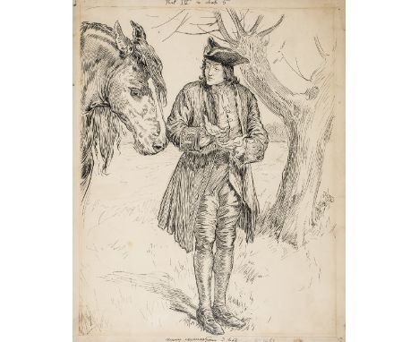 *Rhead (Louis John, 1857-1926). Many Conversations I Had, pen & ink on card, depicting Gulliver standing beside a horse, titl