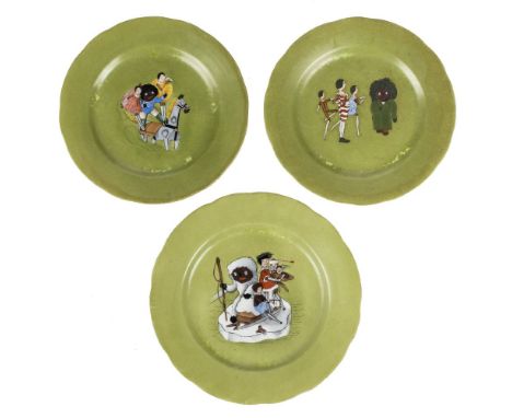 *Upton (Florence K.). A group of early 'Golliwog' nursery china, circa 1900, three pieces of china, transfer decorated with s