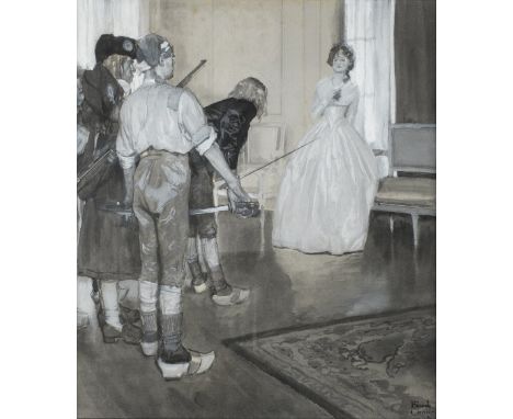 *Craig (Frank, 1874-1918). French Revolutionaries and a lady, 1907, grisaille watercolour, heightened with bodycolour, depict