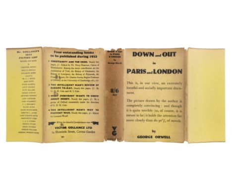 Orwell (George). Down and Out in Paris and London, 1st edition, Gollancz, 1933, scattered light spotting, original black clot