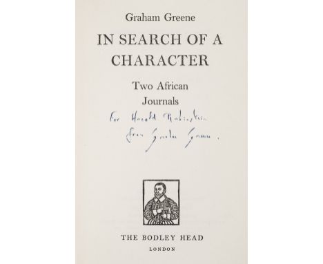 Greene (Graham). In Search of a Character. Two African Journals, 1st edition, 1961, original cloth-backed boards, dust jacket