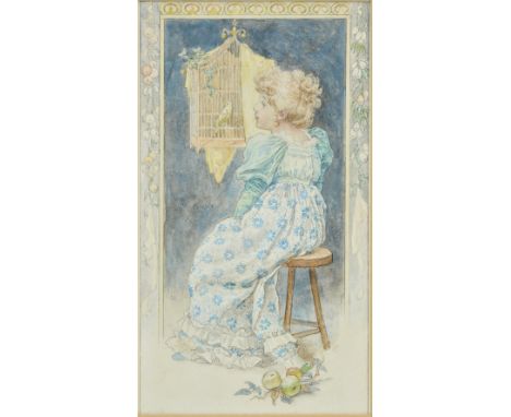 *[Dodgson, Charles Lutwidge, 'Lewis Carroll', 1832-1898]. A caged canary singing to the young Lilian Morgan, painted by her m