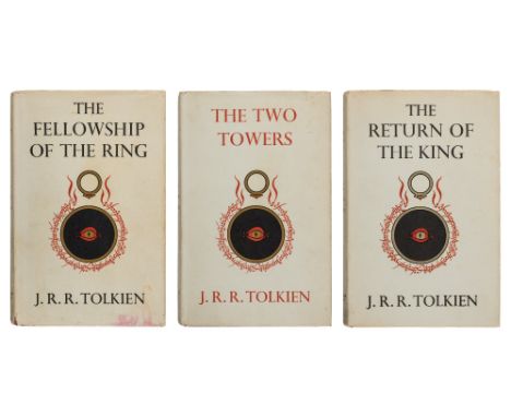 Tolkien (J.R.R.).  The Fellowship of the Ring, 1954; The Two Towers, 1954; The Return of the King, 1955, 1st editions,  foldi
