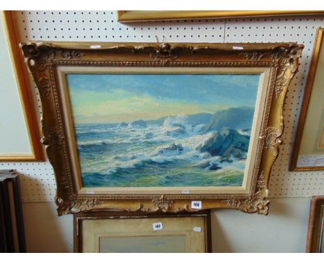 An oil on board, seascape