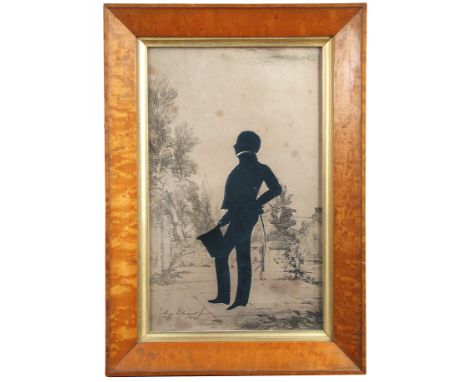 Augustin Amant Constant Fiedele Edouart (French, 1789-1861) A pair of full-length silhouettes in maple frames of a gentlemen 